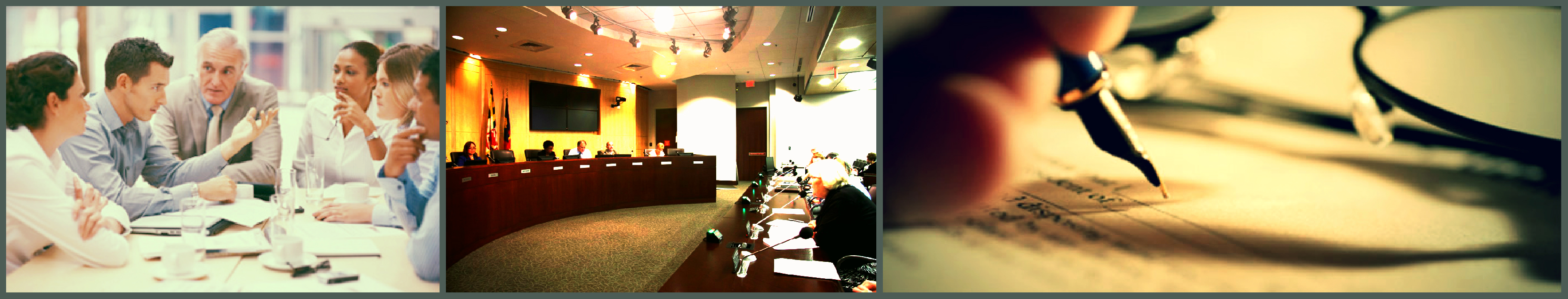 People sit at meeting | Group at hearing | Pen writing on paper