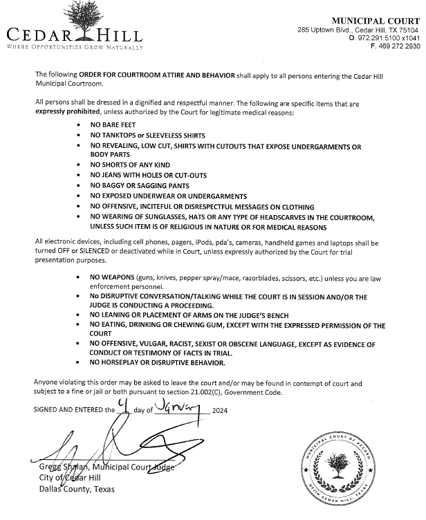 Court Attire and Behavior