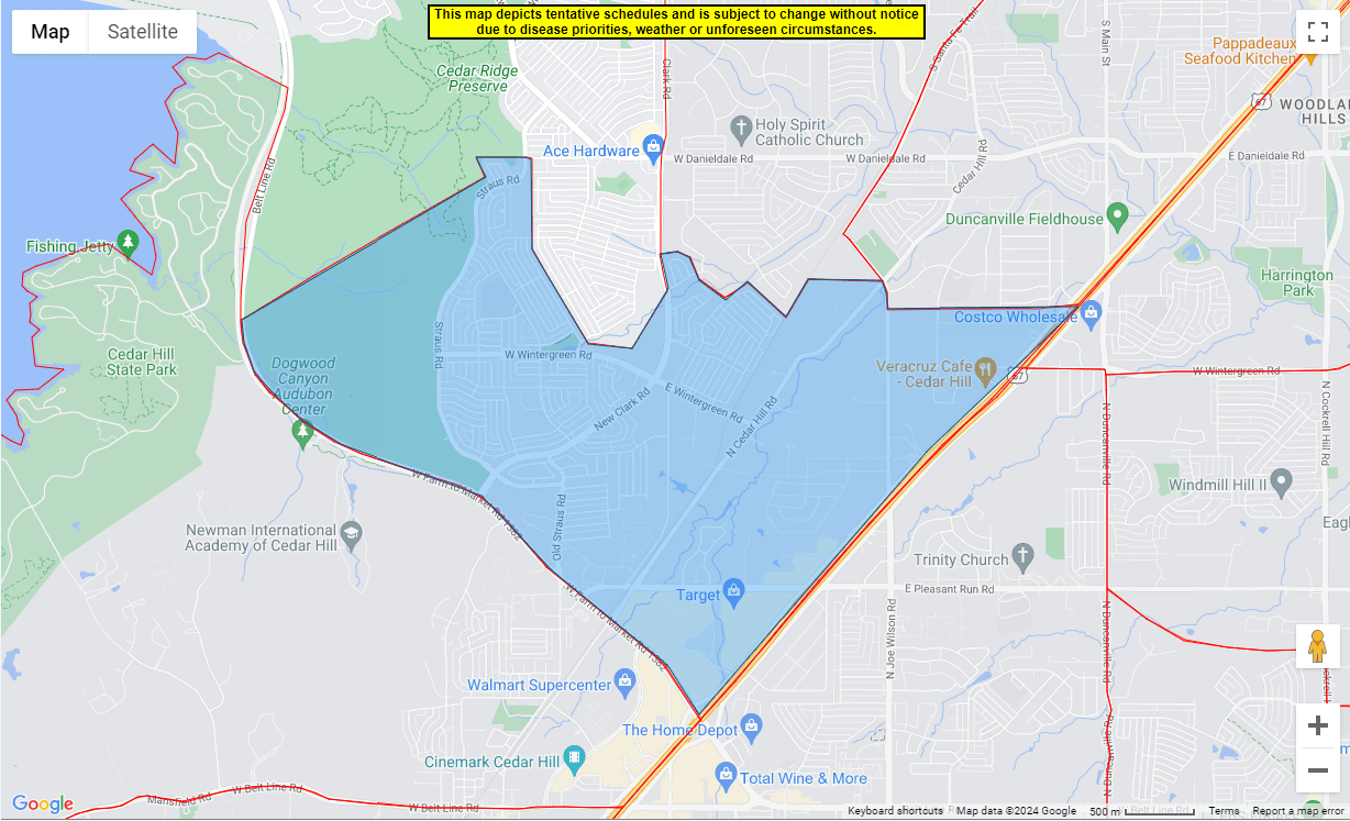 Cedar Hill Map zone 1